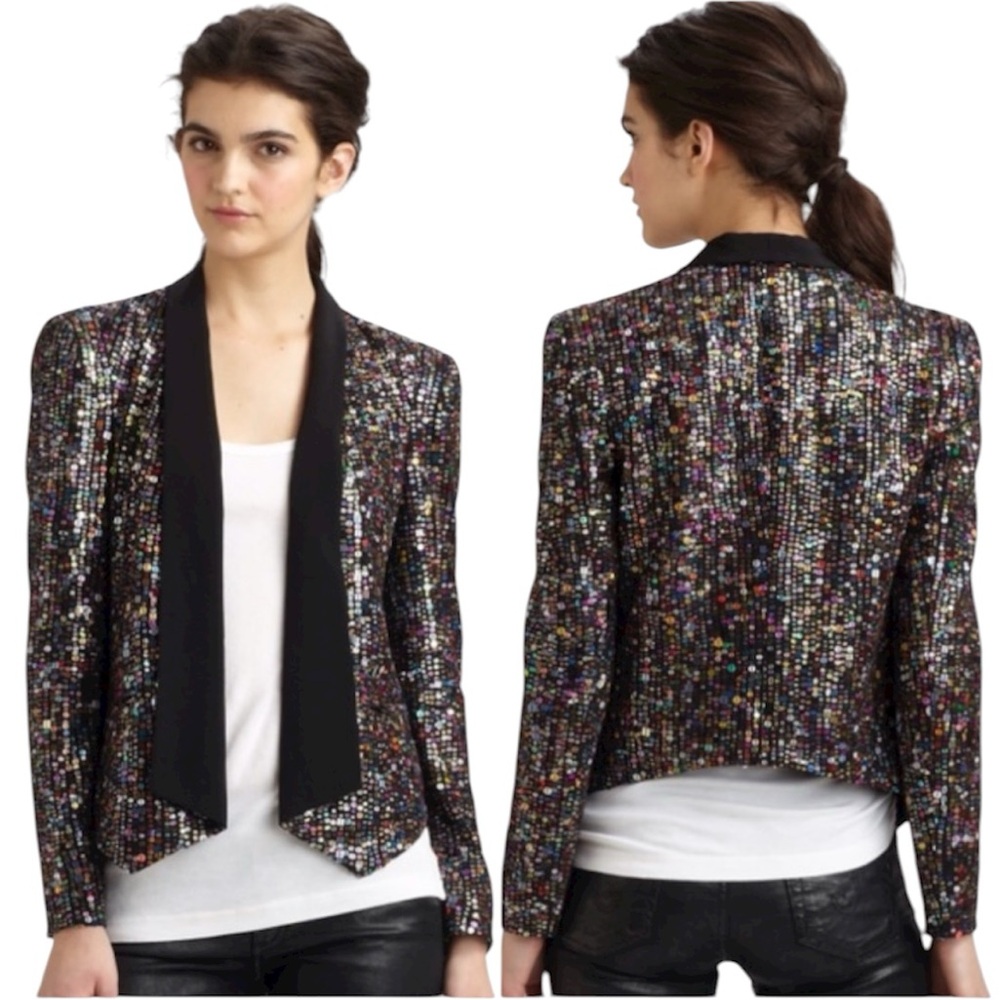 Rebecca Minkoff Becky Sequin Jacket Blazer - Picture 2 of 11